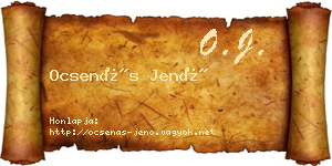 Ocsenás Jenő névjegykártya